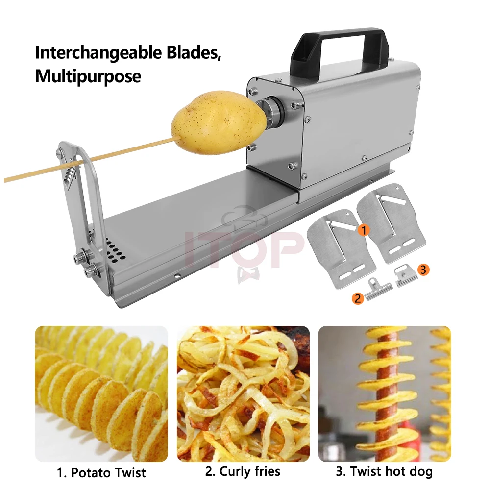 CGOLDENWALL 3 in 1 Electric Tornado Potato Slicer Spiral Potato Cutter  Twisted Potato Slicer Spiral Twister Cutter Thicker Stainless Steel  Vegetables