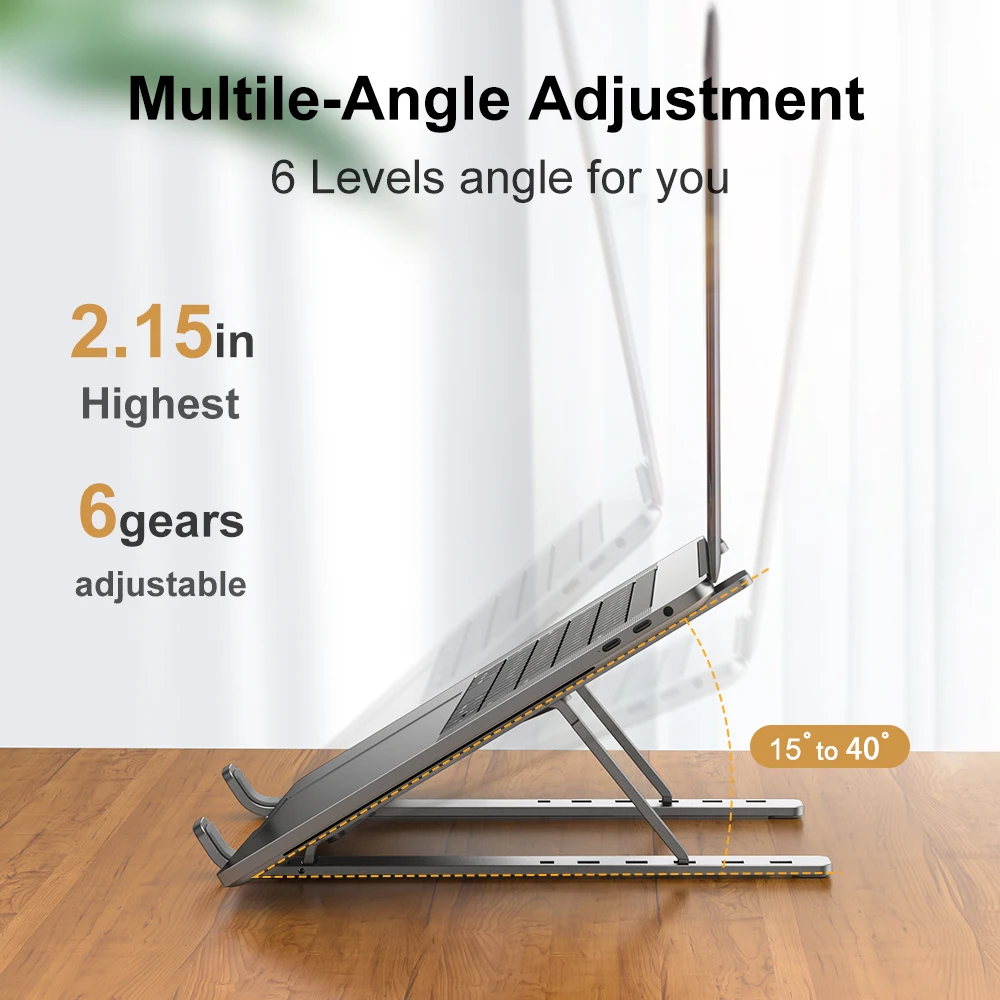 Adjustable Aluminum Alloy Laptop Holder Notebook Stand Lifting Cooling Bracket For Macbook Lenovo Portable Computer Accessories - 4