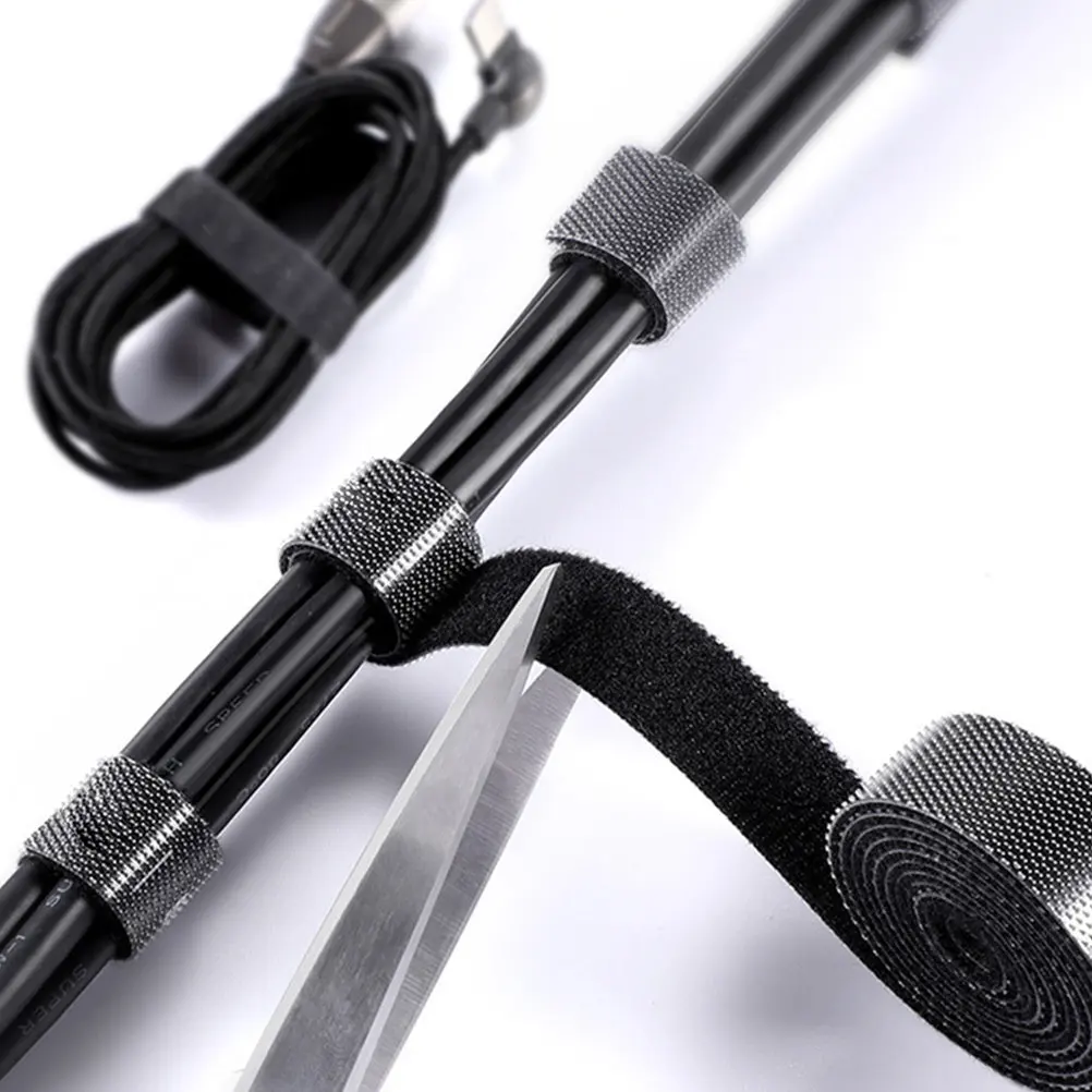 케이블 타이 1미터 후크 루프 재사용 가능한 와이어 고정 스트랩 코드 정리용 노트북 사무실 가정용