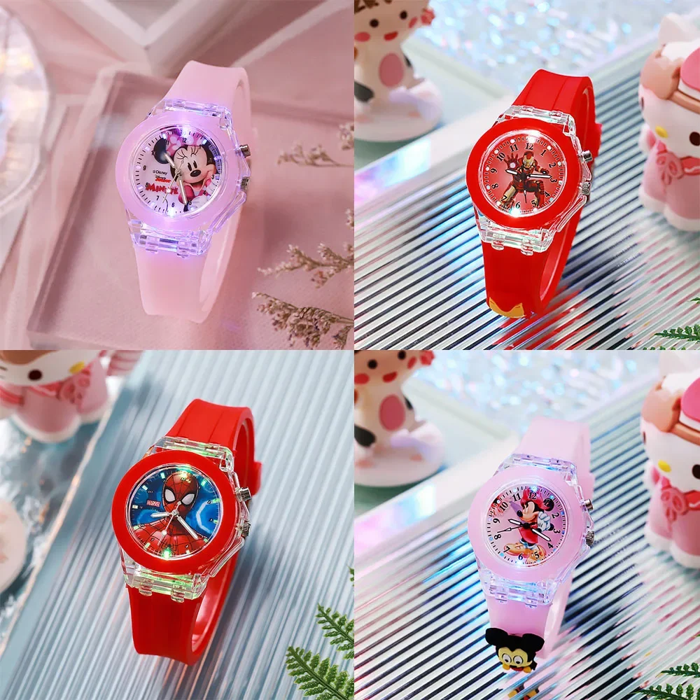 Disney Minnie Watch Mickey Mouse Luce Flash Per Bambini Cartoon Figure Doll Orologio Elettronico Ragazzi Ragazze Regalo Di Compleanno