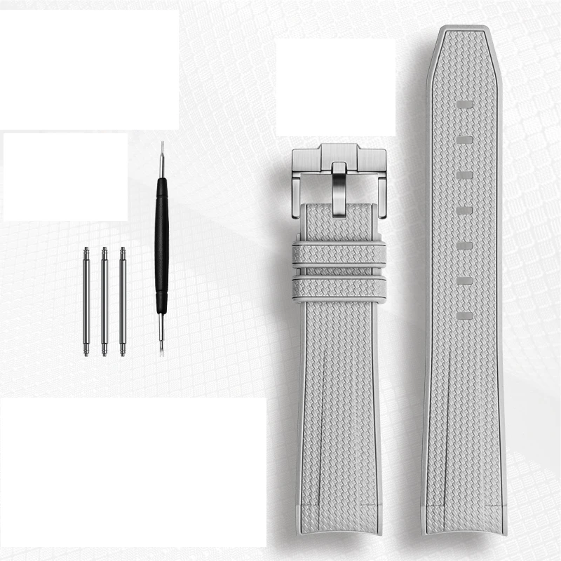 Durable Rubber Waterproof Sports Watch Strap with Curved End - 20mm