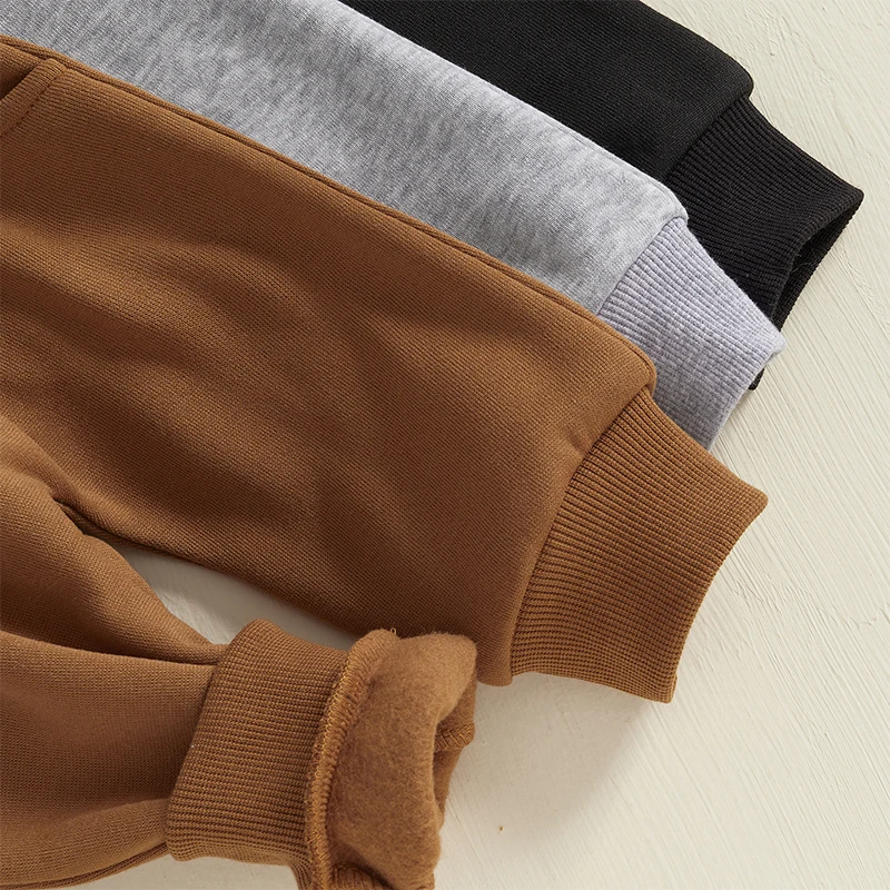 Baby Boys' 3-Pack Pull-on Jogger Pants Knit Pants Classic Fit Elastic Waist Kids Toddler Thick Pants Multipacks Long Pant Winter 5
