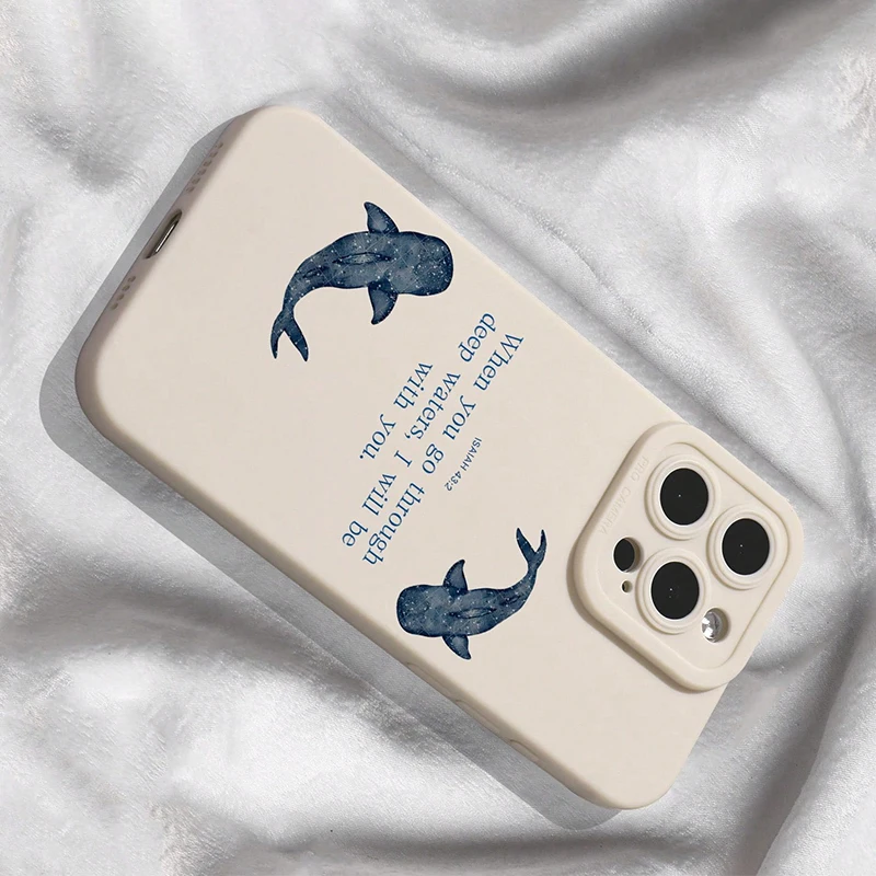 Minimalist Whale Shark Art Bible Verse TPU Phone Case Cover