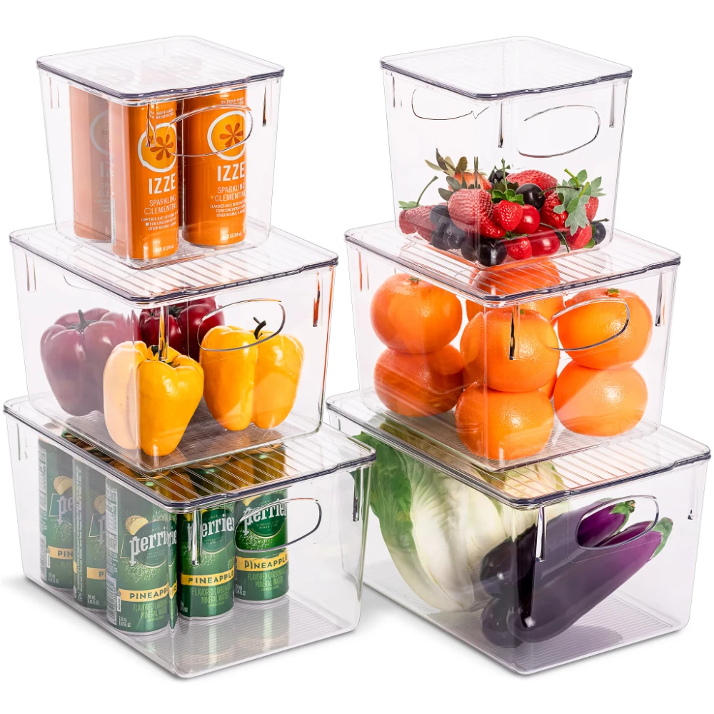 Organizer Bins with Lids, Kitchen Pantry Organization Storage Bins