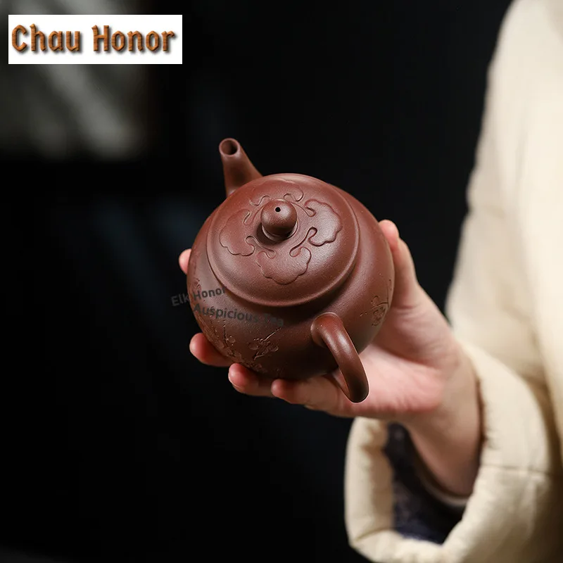 360ml Traditional Yixing Purple Clay Teapots Handmade Ruyi Pot Raw Ore Mud Kettle Chinese Zisha Tea Set Tea Ceremony Supplies