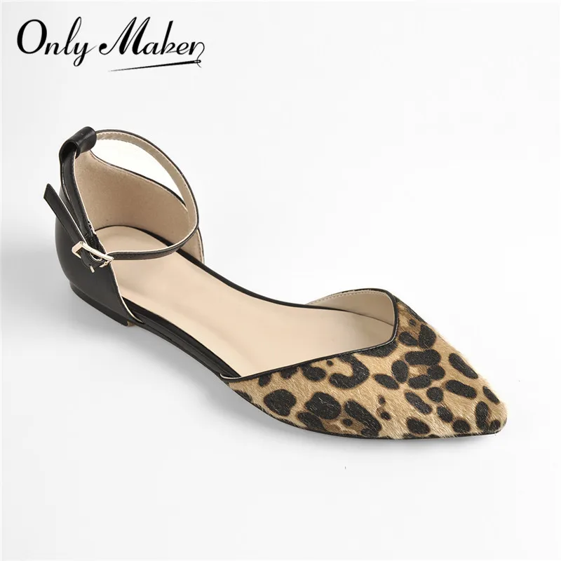 

Onlymaker Woman Pointed Toe Leopard print Ballet Flat Fashion Big Size Shoes