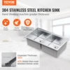 VEVOR 33inch  Kitchen Sink  Single/Double Bowl Stainless Steel Sink Workstation Step Sink with Cutting Board and Basket Strainer 2