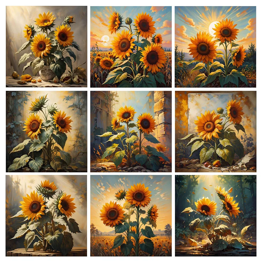 Diy 5d Diamond Painting New Collection Sunflower Full Mosaic Embroidery Floral Rhinestone Picture Jewelry Cross Stitch Kits