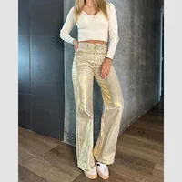 Metallic Y2K Advanced Sense Coating Casual Wide-leg Jeans Female Straight Jeans Loose Hip-hop Streetwear Oversize Denim Trousers 1