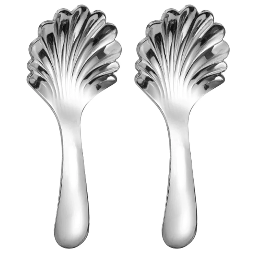 

2 Pcs Ladle Teaspoon Dessert Spoons Stainless Steel Teaspoons Handle Stirring Short