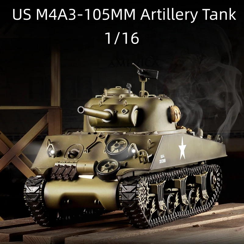 Toucan RC M4A3 Sherman 1/16 Scale Metal RC Tank - Army Green With Infrared Battle System
