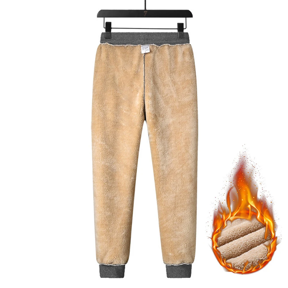 Winter Lamb Pants Men Thick Lambswool Warm Sweatpants Thermal Casual Trousers Joggers Thicker Sports Trouser Plus Size_voghion.com