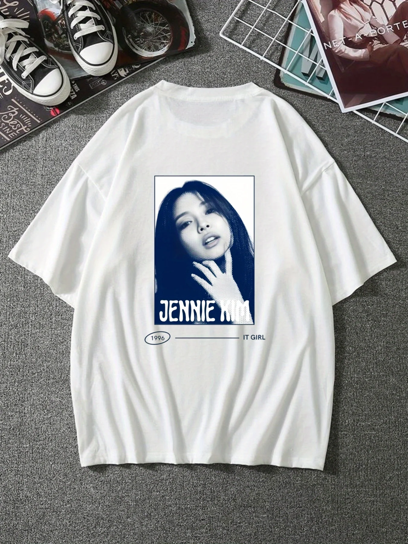 Summer Women's Black Jennie Kim Portrait Graphic Back Printed Drop