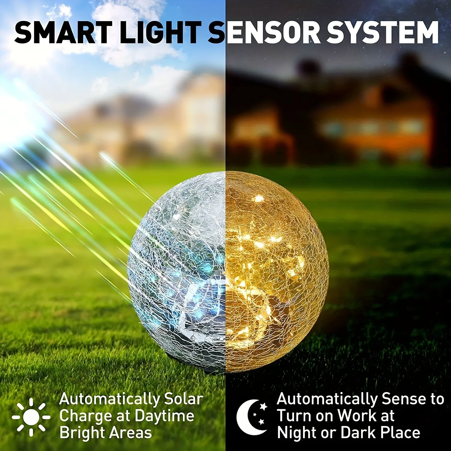 Columpio Jardin Exterior Luces Solares Jardín Exterior - Esferas Cristal  Agrietado Con Efecto Cambio Color Luces Solares Para Terrazas, image size:1500x1500