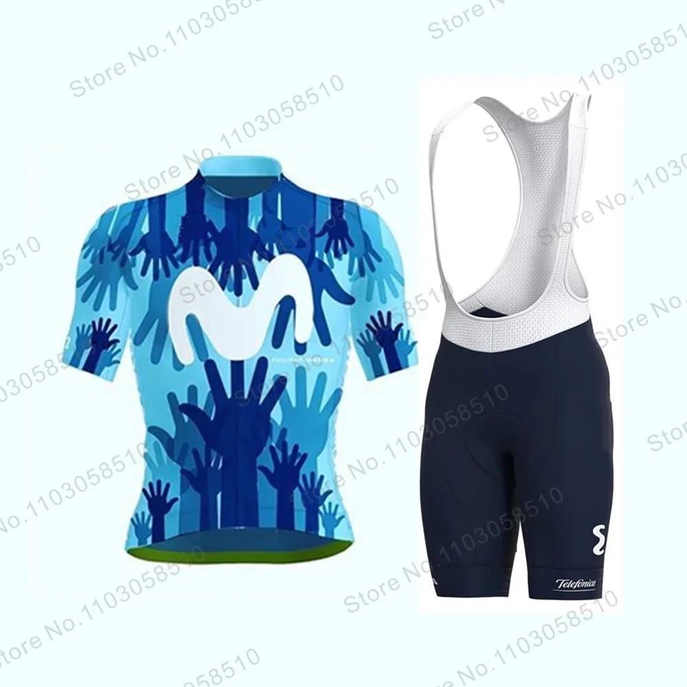 Movistar 사이클링 저지 세트, 여름 사이클링 의류, MTB 자전거 반팔 셔츠, 산악 자전거 의류