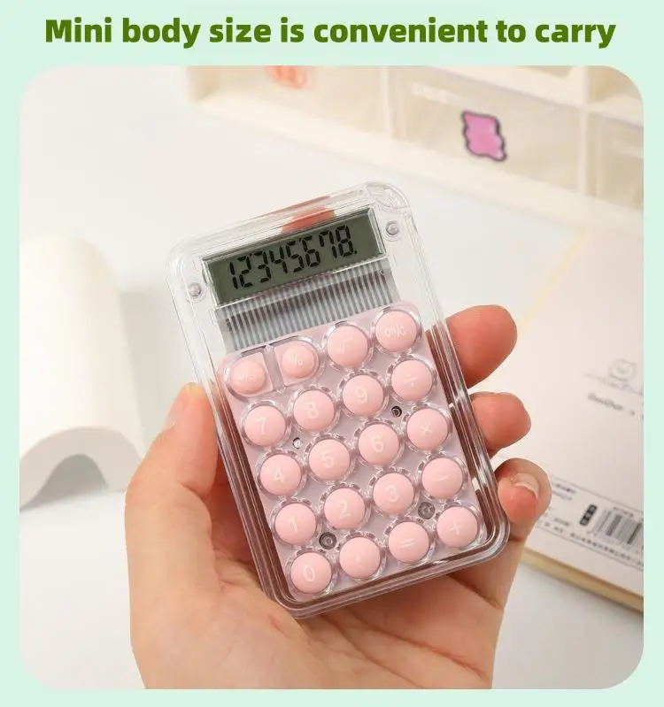 Description Picture 5 of item8 Digits Display Silence Widescreen Mini Calculator Students Portable Transparent Electronic Calculator Daily Use