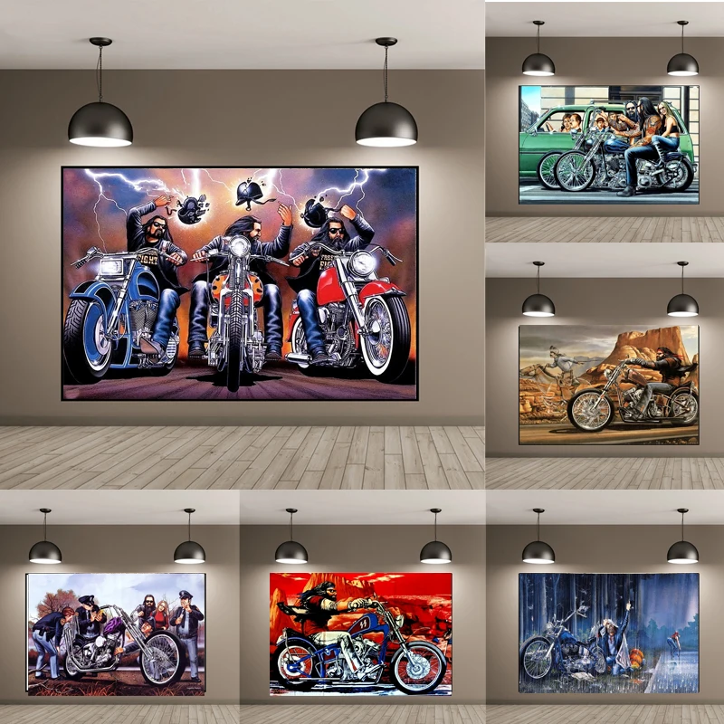 Motociclisti American Sexy Girl Print Art Canvas Poster Per Soggiorno Decor Home Wall Picture