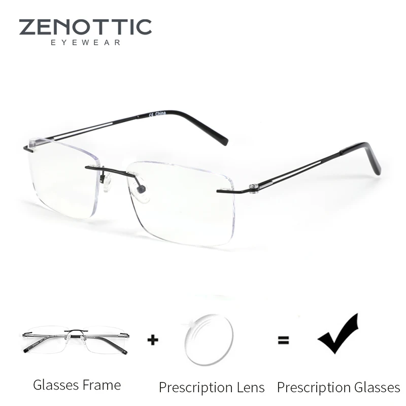 

ZENOTTIC Rectangle Pure Titanium Prescription Glasses for Anti Reflective Ultraviolet Progressive Optical Eyewear