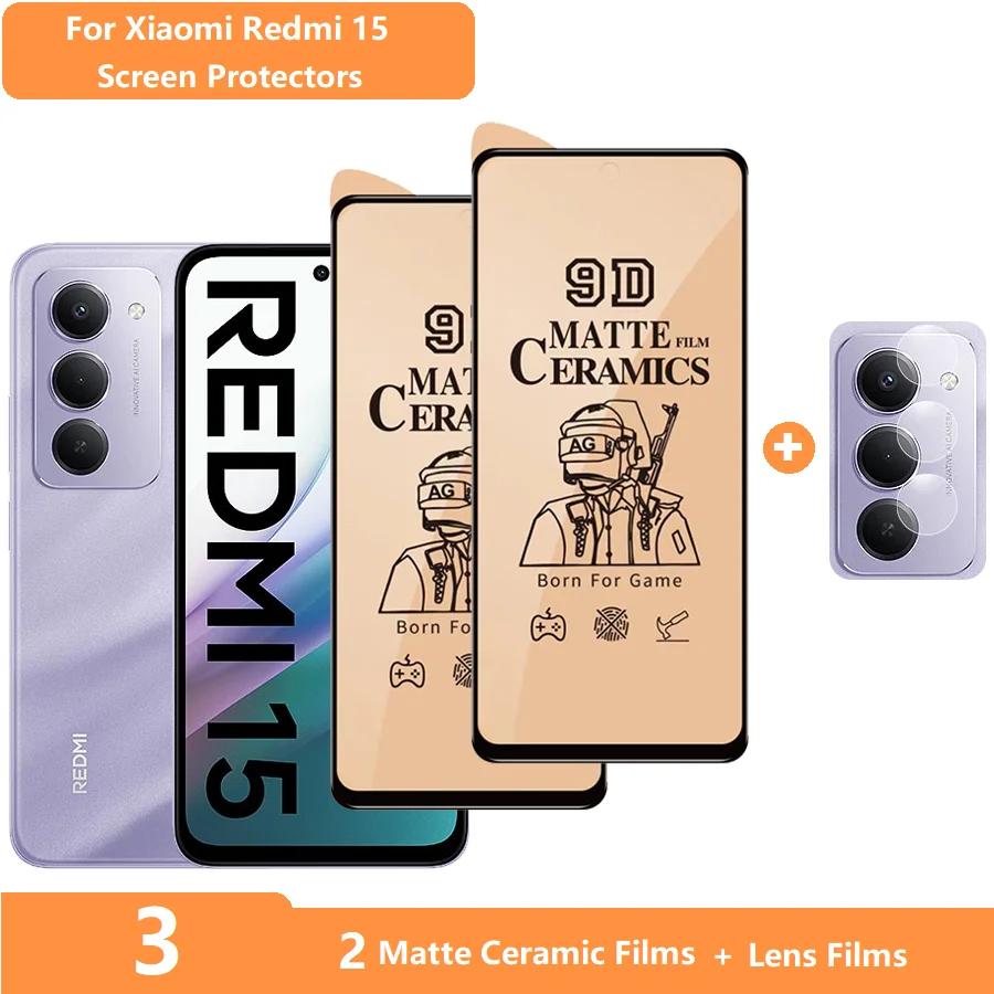 Enhanced Privacy Screen and Lens Protector Film - 3-in-1 Tempered Glass Set with Soft Ceramic Matte Finish