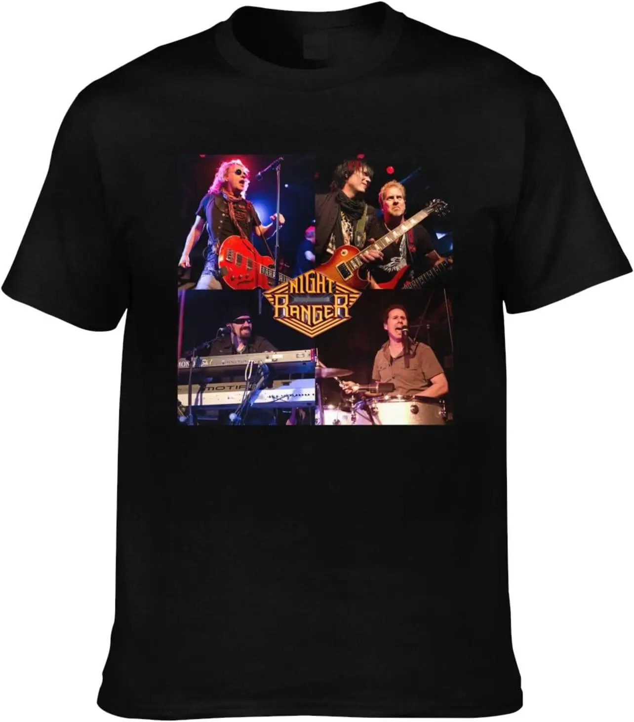 

Рубашка Night Band Ranger мужская с двусторонним принтом, хлопковая черная футболка с коротким рукавом и круглым вырезом