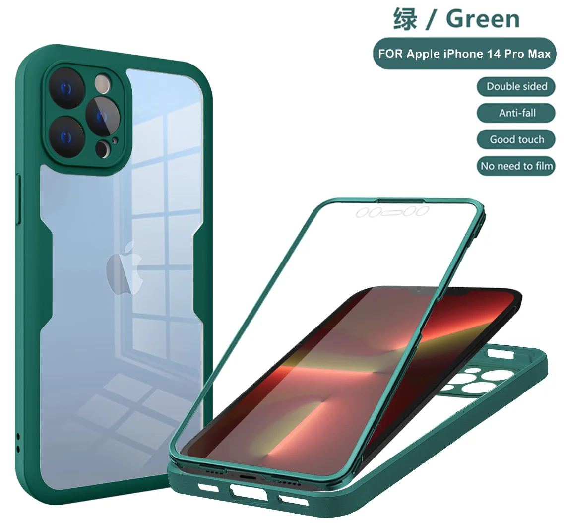 Custodia protettiva a copertura totale 360 per iPhone 17 Air 16 15 14 13 12 Mini 11 Pro Max Plus Cover antiurto bifacciale trasparente  202192403