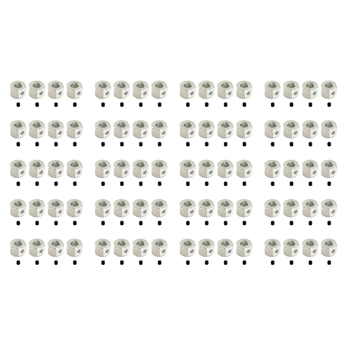 BAAU 80PCS 5mm to 12mm Metal Combiner Wheel Hub Hex Adapter for D12 C14 C24 B14 B16 MN D90 D91,Silver