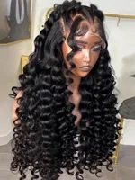 Perruque frontale 13x6 Deep Wave, perruques frontales en dentelle HD transparente 13x4, perruques en cheveux humains Remy bouclés profonds sans colle pour femmes 1