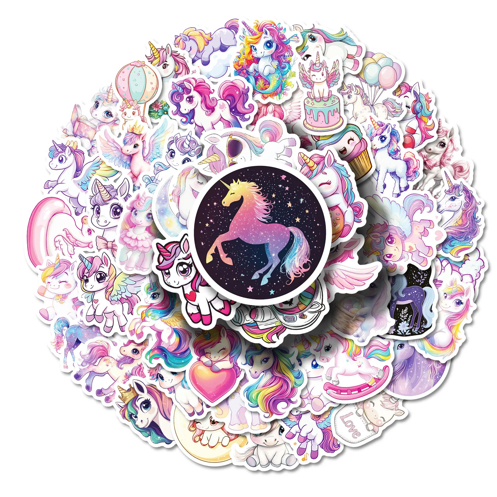10/50PCS Farbe Einhorn Aufkleber Nette Aniaml Cartoon Aufkleber Kinder Spielzeug DIY Sammelalbum Gepäck Laptop Gitarre Fahrrad Skateboard Aufkleber