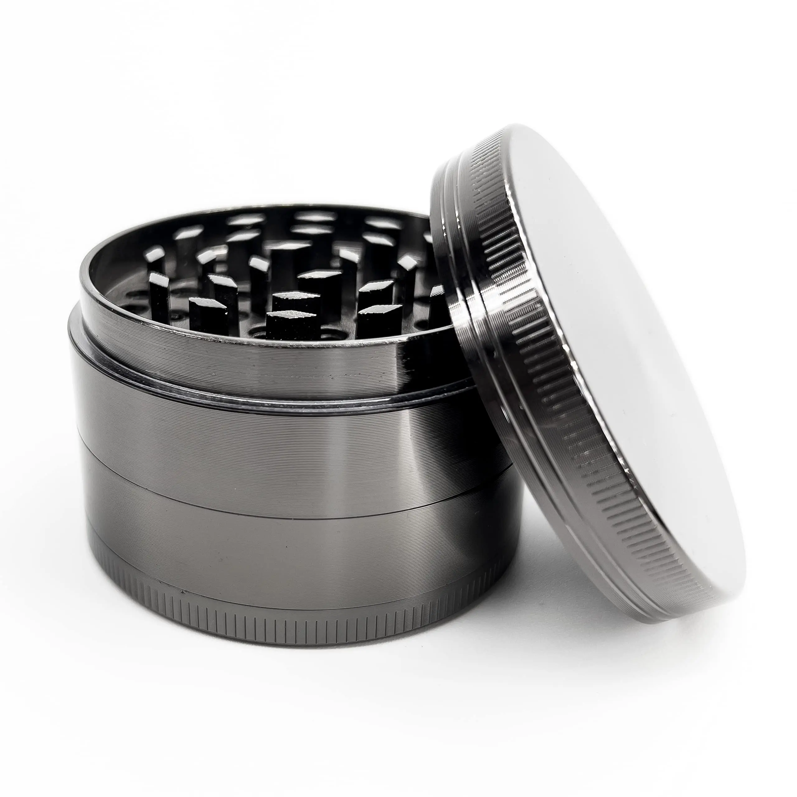 Herb Grinder Tobacco Grinder Gun-Black Zinc Alloy 4 Layer 40/63mm Spice Crusher Manual Rolling Tool with Pollen Catcher