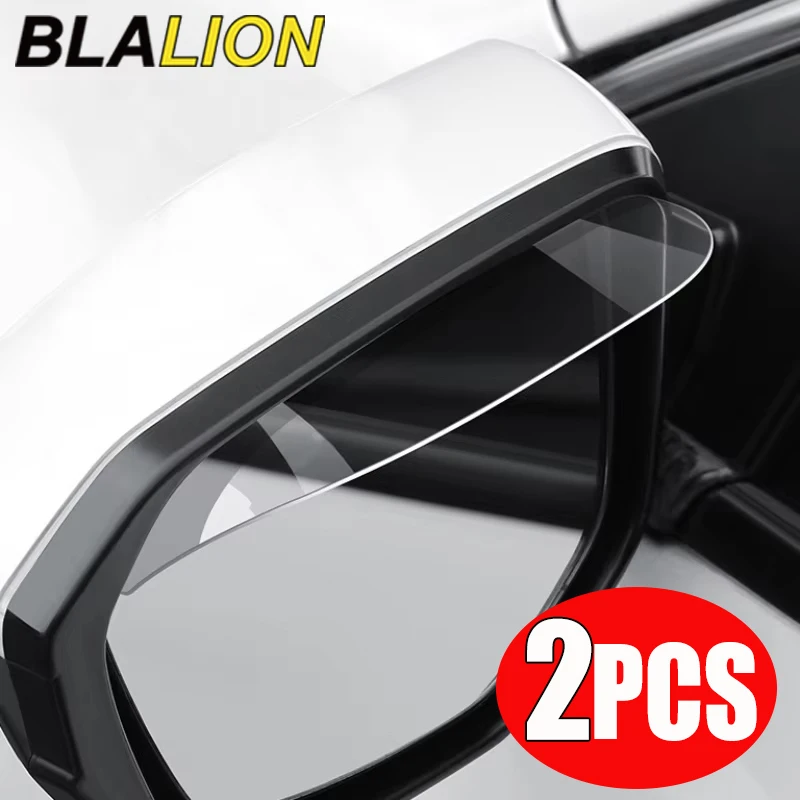 BLALION 2PCS Car Rearview Mirror Rain Shield Rain Eyebrow Shield Sun Shade Clear Vision Protector Safe Driving Accessories