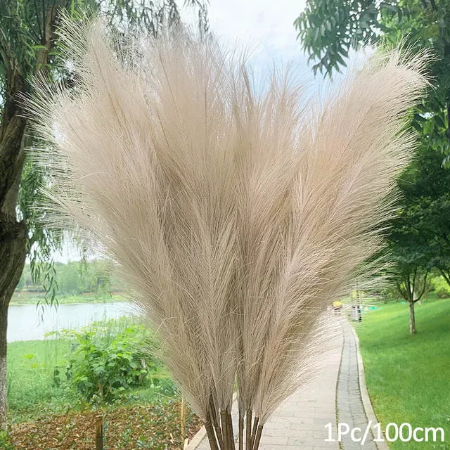 1Pcs Artificial Pampas Grass Home Room Decor Simulation Reed Flower Bouquet DIY Wedding Decoration Birthday Party Supplies 100cm-C