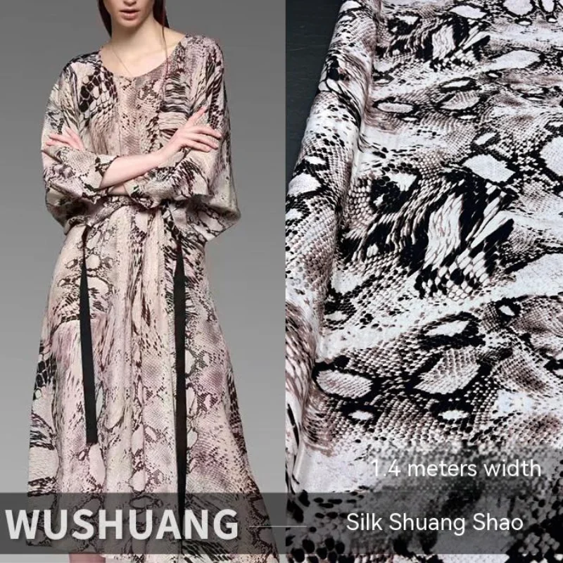 

Silk Crepe De Chine Wide Fabric Spring Summer Shirt Dress Animal Print Designer Handmade Wholesale Fabrics by the Meter