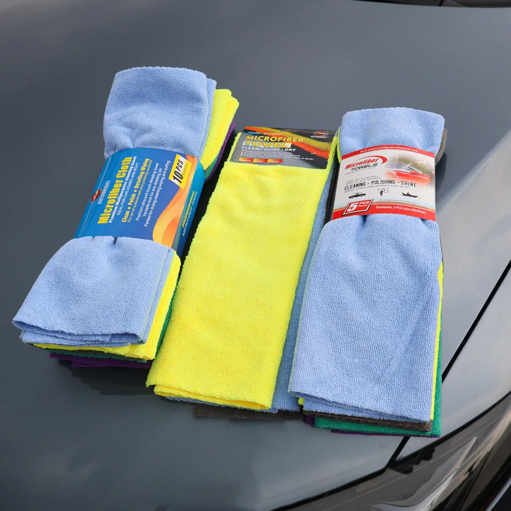 AUTOBRIGHT 40x40CM Microfiber Cleaning Towel 3/5/10pcs Wash Towels Extra Soft for Car Cleaning Drying 300gsm Cloth Car Wash 2