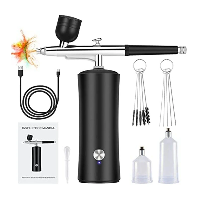 

Airbrush Kit Compressor, 30PSI Airbrush Gun Rechargeable Portable Handheld Cordless Air Brush, for Tattoos,Cosmetics