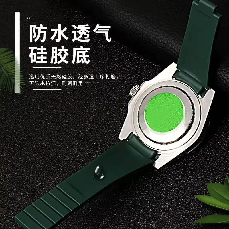 Premium Black Silicone Watch Band Bracelet - 20mm/21mm Rubber Strap