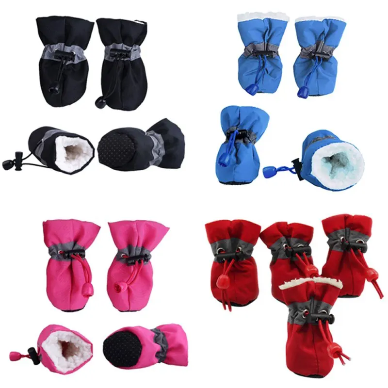 4pcssetWaterproofWinterPetDogShoesAntislipRainSnowBoots