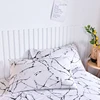 White Bed Sheet with Elastic Band Marbling Printed Single/Queen/King Size Fitted Bed Sheets for Double Beds All-around Bed Cover 3