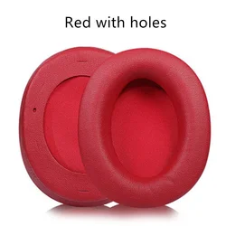 Premium Earpads and Headband Cushion Set with Buckle Holster (Red with holes)