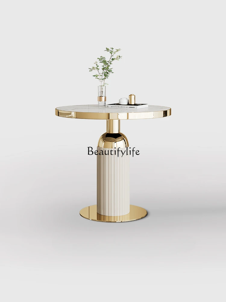 

Household Light Luxury Stone Plate Coffee Table Modern Minimalist Sofa Side Table