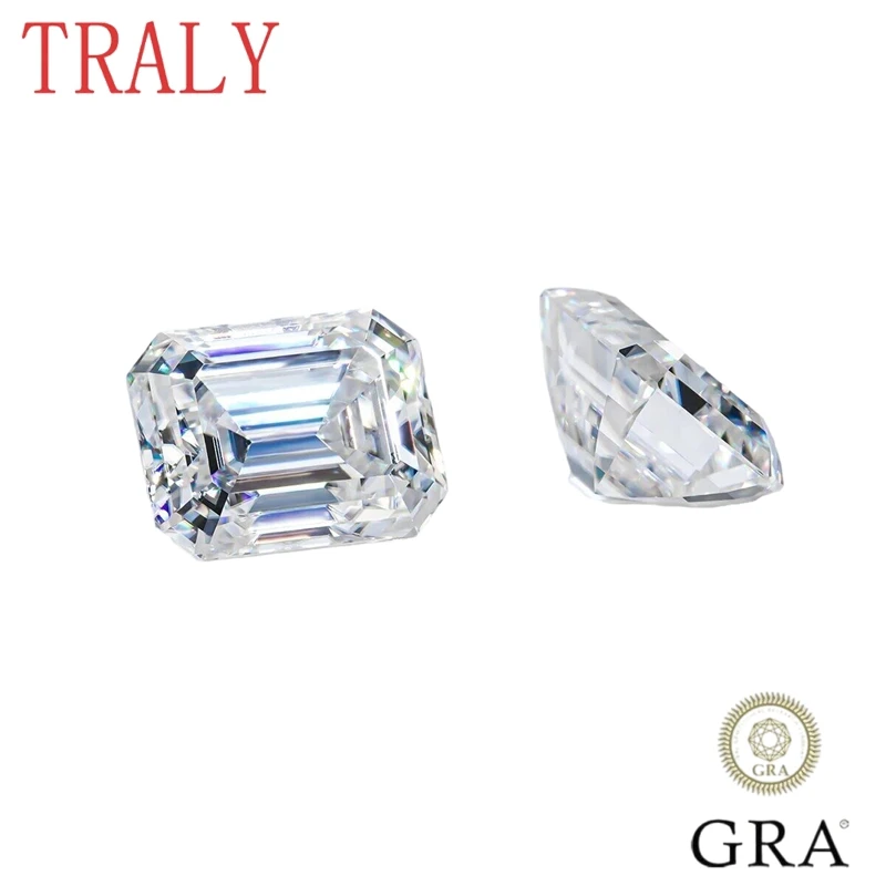 White Moissanite D Vvs Emerald Cut Gemstone Brilliant Cut 1Ct-12Ct Lab Grown Con Gra Certifited Loose Stone Pass Diamond Tester