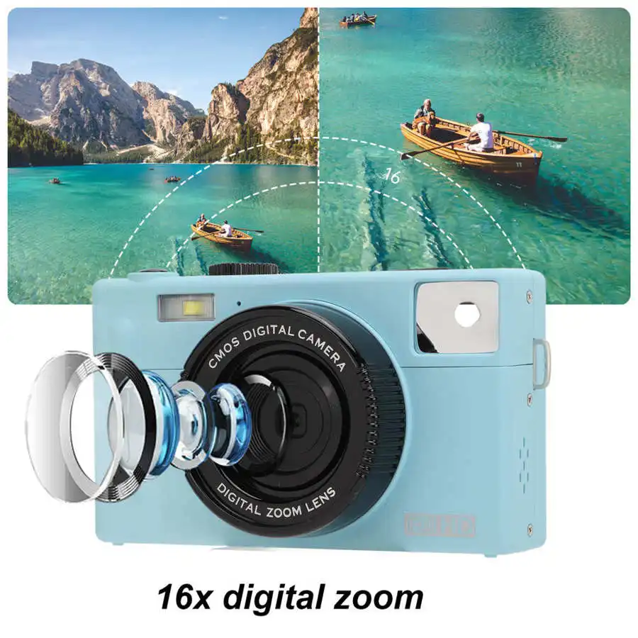 Portable Mini Micro Single Digital Camera 8MP HD CMOS Mirrorless Camera 16X Digital Zoom 3 inch TFT LCD Screen for Beginners