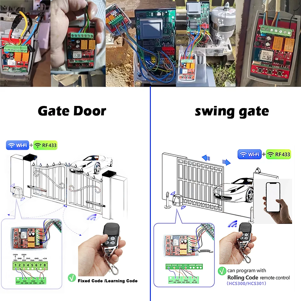 Tuya WIFI Garagedeuropener Poort Ontvanger 2ch 433 mhz 433.92 mhz Universele Vaste Rolling Code Multi Merk Controller Schakelaar Elektrische Poortaandrijvingsset Voor Thuis (Color : AC 85-250V WIFI X Tuya WIFI Garagedeuropener Poort Ontvanger 2ch 433 mhz 433.92 mhz Universele Vaste Rolling Code Multi Merk Controller Schakelaar Elektrische Poortaandrijvingsset Voor Thuis (Color : AC 85-250V WIFI X