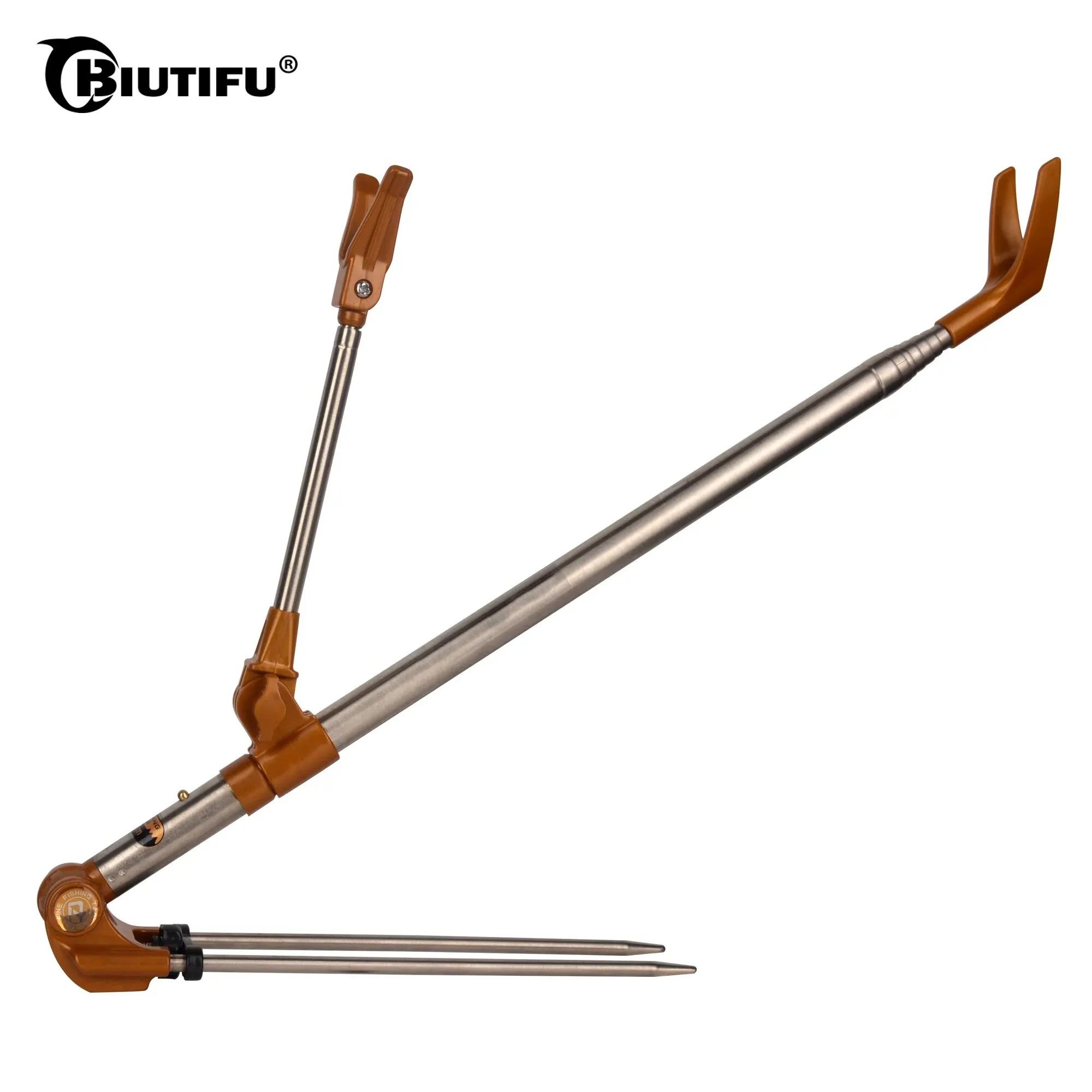 Telescopic Fishing Rod Holder 1.5m Thickened Portable Retractable Folding Stainless Steel Dual Purpose Travel Bracket Fishing Rod Bracket Fishing Rod Support Fishing Rod Rest Fishing Rod Holder