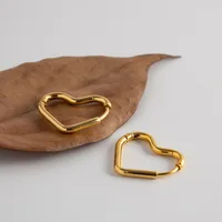 Fashion Minimalist Gold Color Stainless Steel Heart Earrings For Women Girl Simple Heart Circle Piercing Earring Buckle Statemen 3