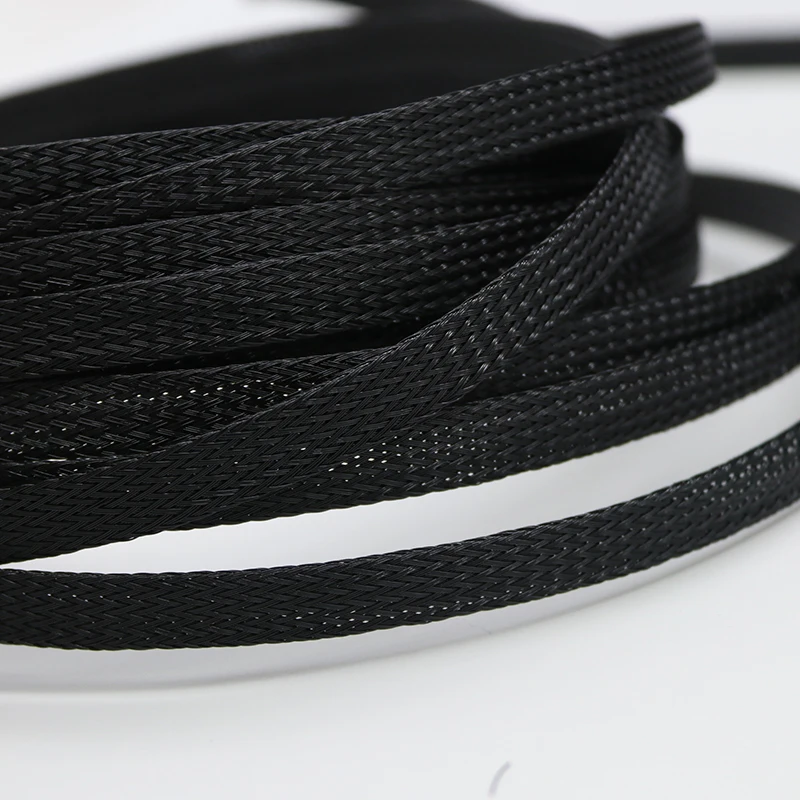 2M Black PET Braided Sleeving Diameter 1~40mm Insulated Wire Cable Protection Sleeve Flame Retardant Nylon Tube