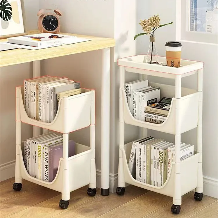 2/3 Layers Nordic Simple Removable Shelving Study Office Trolley Bookshelf Storage Kitchen Living Room Sundry Storage Rack