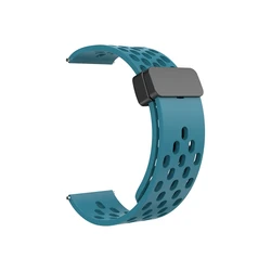 Silicone Magnetic Watch Strap - 20mm & 22mm, Universal Fit Bracelet - 22mm Watch Strap (9 Cyan Blue)