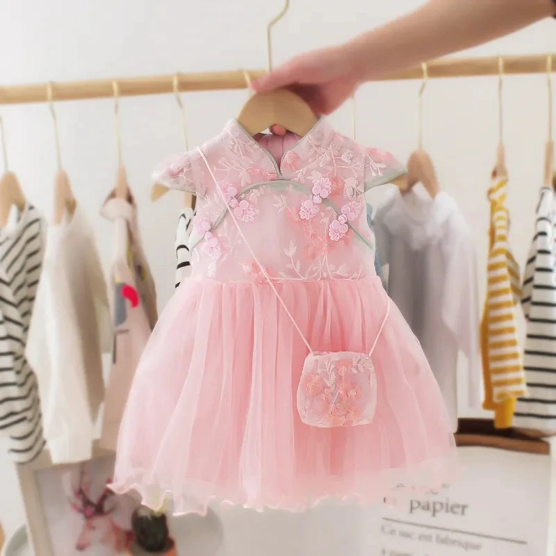 Baby Girls' Sleeveless Dress Summer Qipao Princess Hanfu