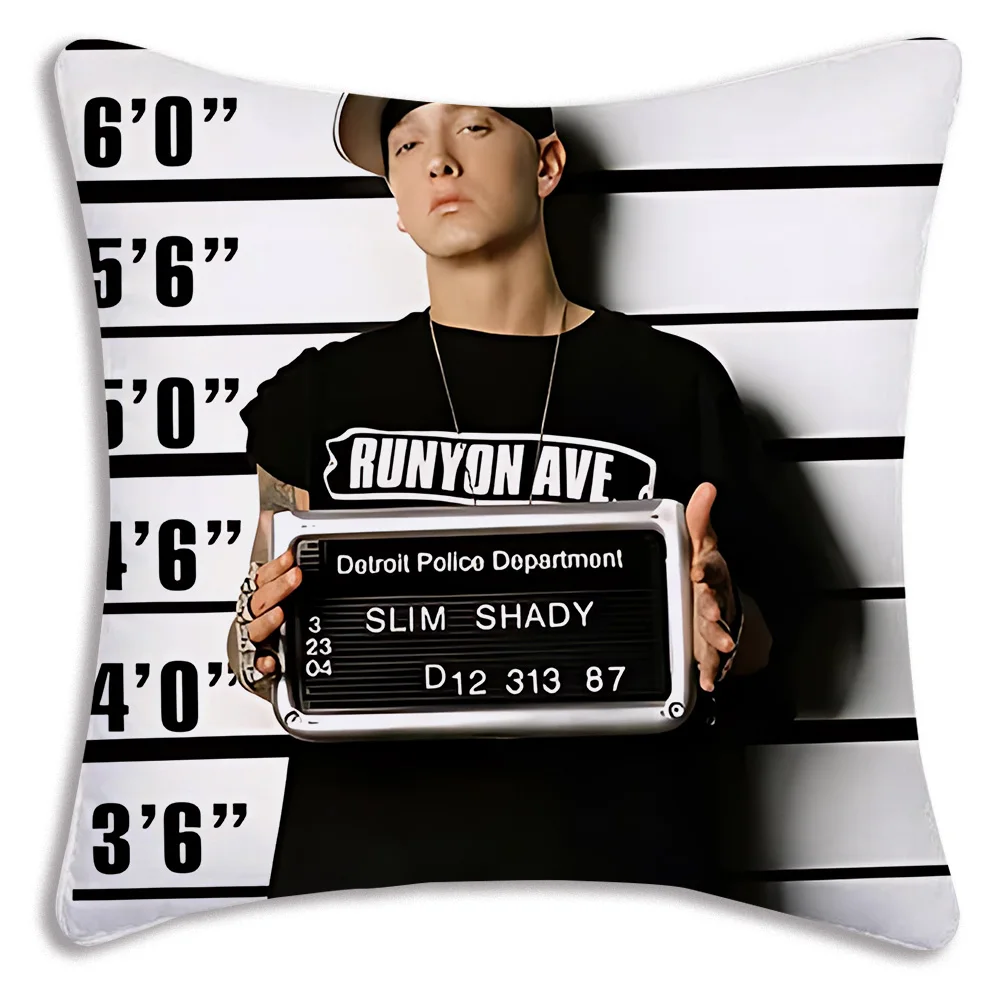 Hip Hop Rapper Eminem Pillow Covers Cartoon Sofa Decorative Home Double-sided Printing Short Plush Cute Cushion Cover 6