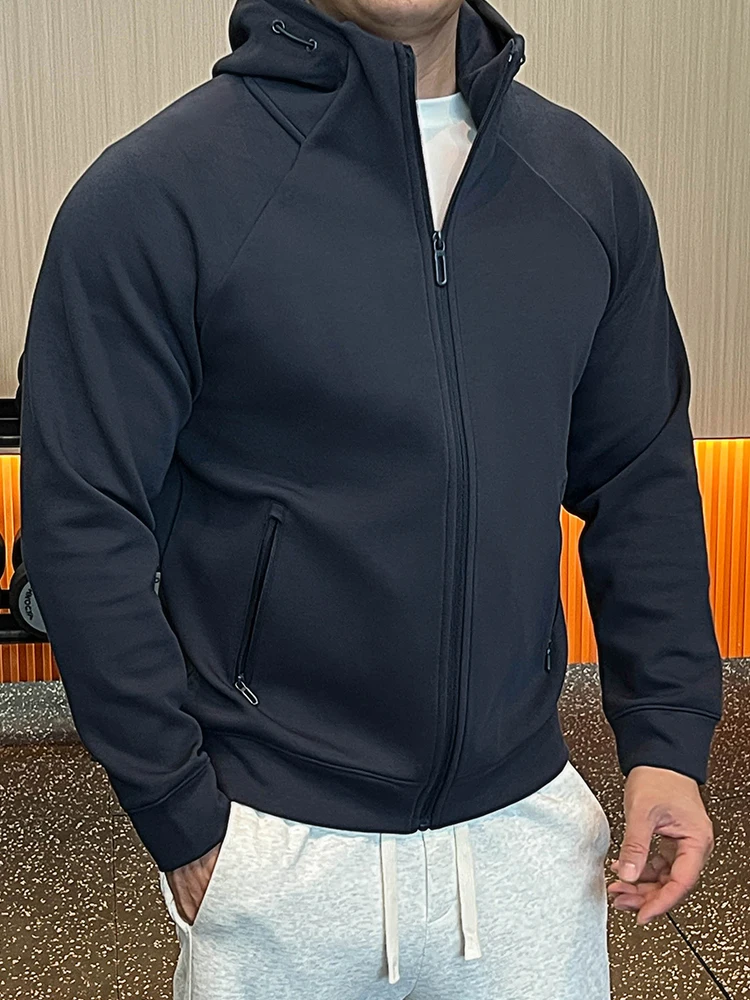 남성용 헤비웨이트 후드 지퍼 가디건 캐주얼 단색 다용도 스웨트셔츠 재킷 내구성 따뜻한 스탠다드 핏 긴팔